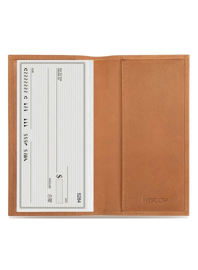 HISCOW Minimalist Checkbook Cover - Full Grain Leather (Vintage Brown) - Image 2