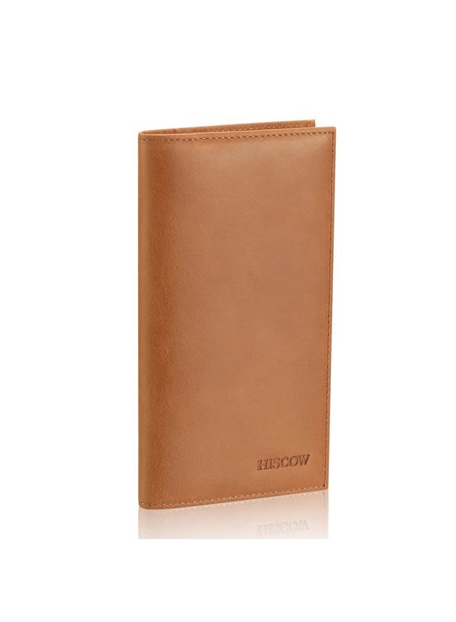 HISCOW Minimalist Checkbook Cover - Full Grain Leather (Vintage Brown) - Image 1
