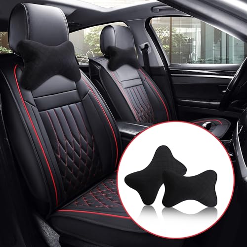 Yobbo Universal Car Neck Rest Headrest Pillow Soft Cushion Cervical Pain Relief Support with Adjustable Straps for All Cars Driving Seat Office Chair, Travel Pack of 2 (Black-Velvet) - Image 2