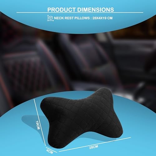 Yobbo Universal Car Neck Rest Headrest Pillow Soft Cushion Cervical Pain Relief Support with Adjustable Straps for All Cars Driving Seat Office Chair, Travel Pack of 2 (Black-Velvet) - Image 5
