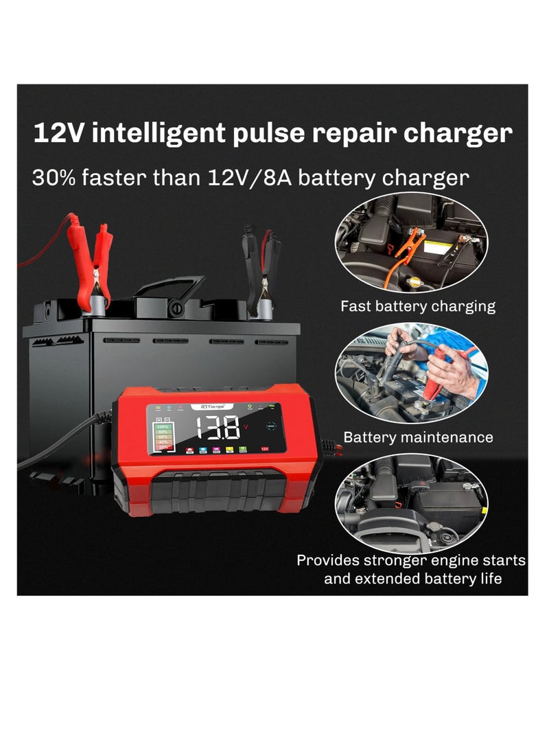 Excefore Car Battery Charger, 12V 6A Smart Battery Trickle Charger Automotive, Battery Maintainer Trickle Charger, and Battery Desulfator with Temperature Compensation, for Car Truck Motorcycle Marine - Image 4