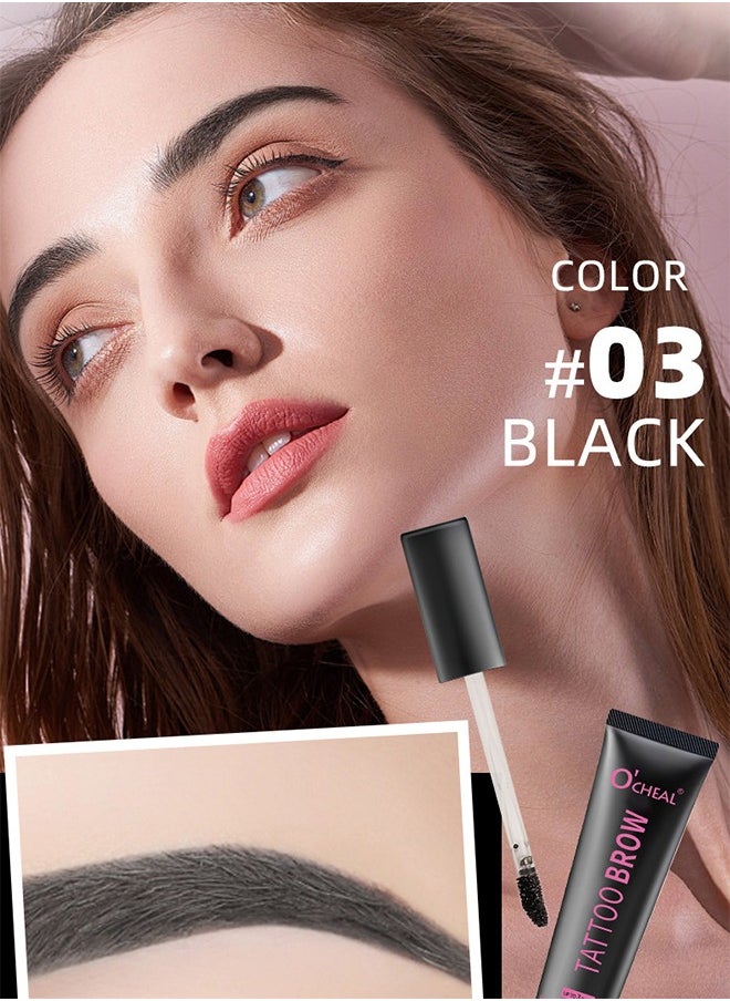 OCHEAL - Tattoo Brow - Peel Off Tint Waterproof Sweatproof 3 Days Long Lasting Peel Off Tattoo Brow Gel Peel Off Tint Eyebrow Gel with Mascara Brush and Three Eyebrow Shapes Eyebrow Glue Black #03 - Image 1