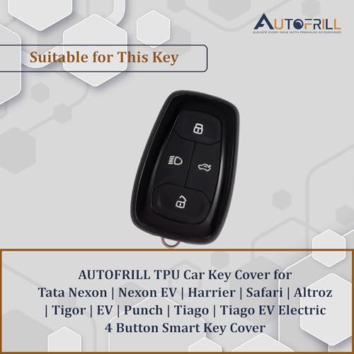 AUTOFRILL TPU Car Key Cover for Tata Nexon, Nexon EV, Punch, Punch EV, Tiago, Tiago EV, Tigor, Tigor EV, Harrier, Altroz, Safari, Safari EV Electric 4 Button Smart Key Cover (White-Gold) - Image 2