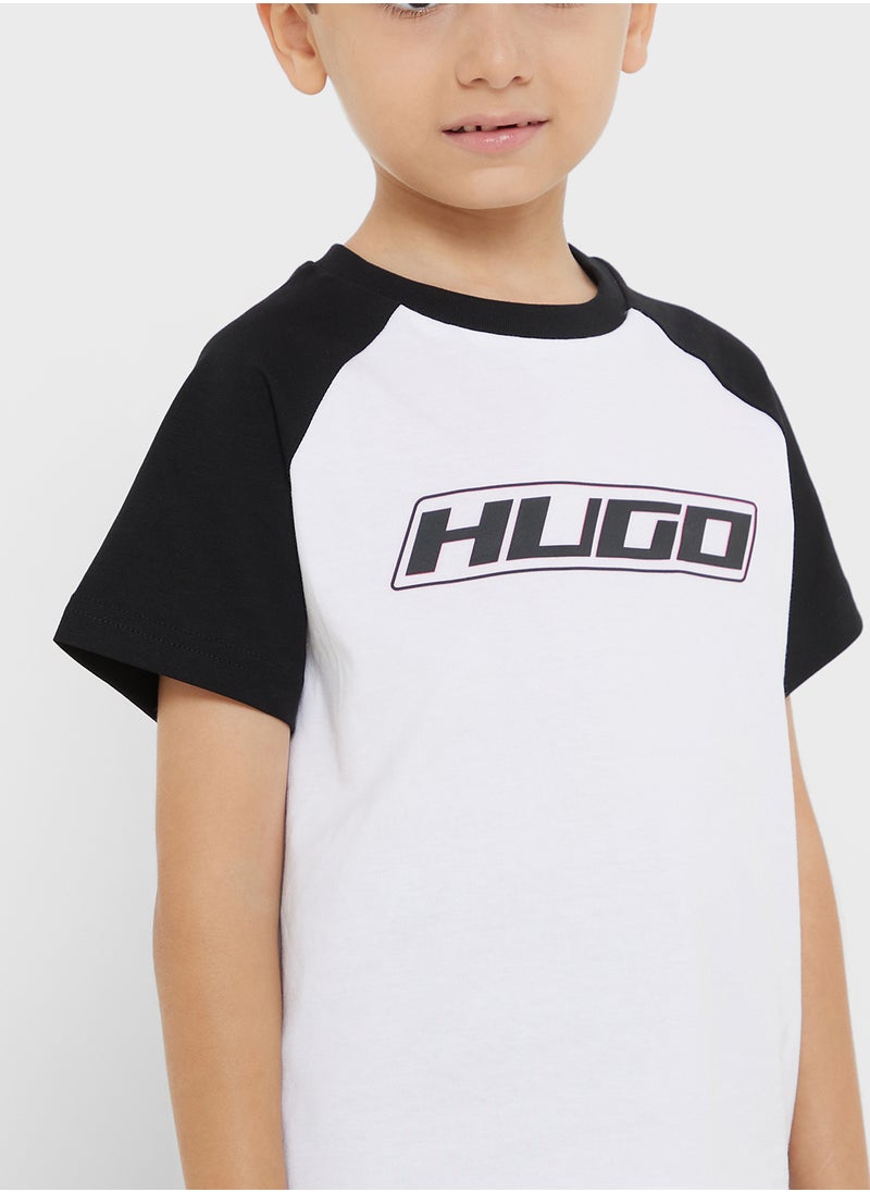 HUGO Kids Logo Color Block T-Shirt  - Image 3