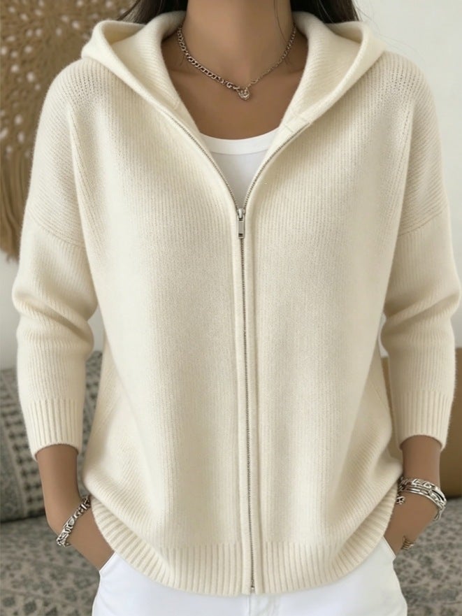 كنزة صوفية نسائية بكبوت وسحاب - Image 5