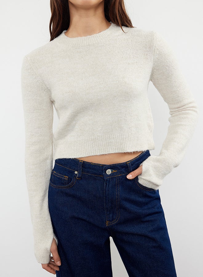 trendyol Stone Crop Soft Textured Knitwear Sweater TWOAW23KZ00730 - Image 3