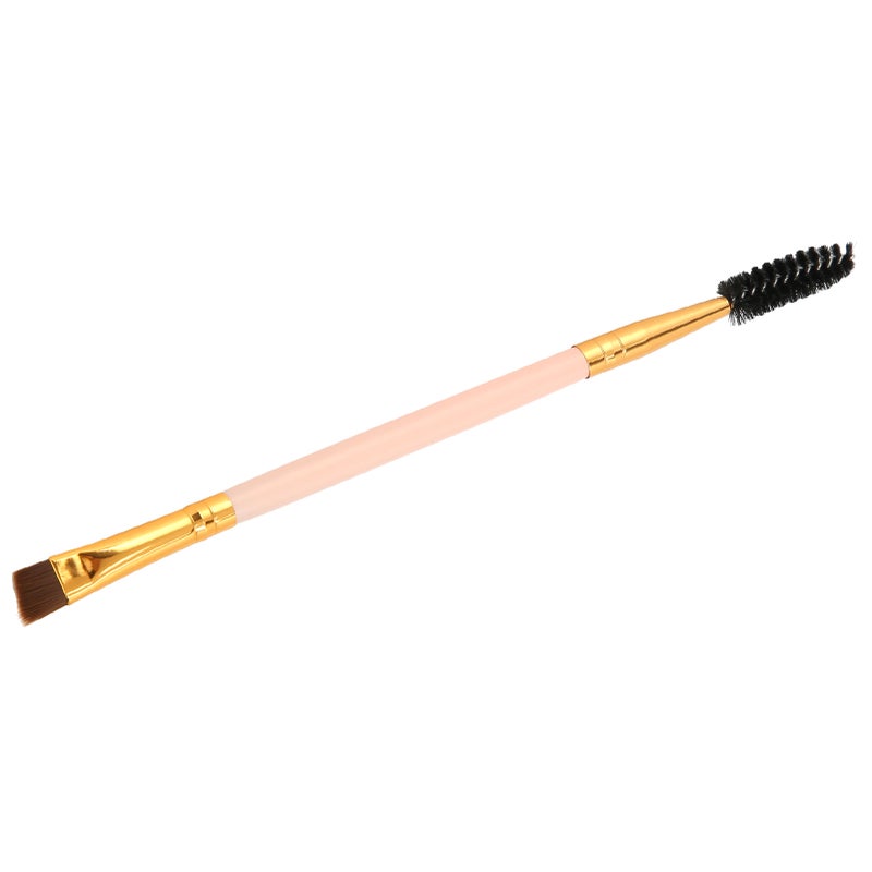 Double Ended Eyebrow Eyelash Brush Angled Brow Brush Eyebrow Makeup Cosmetic BrushPink - Image 2