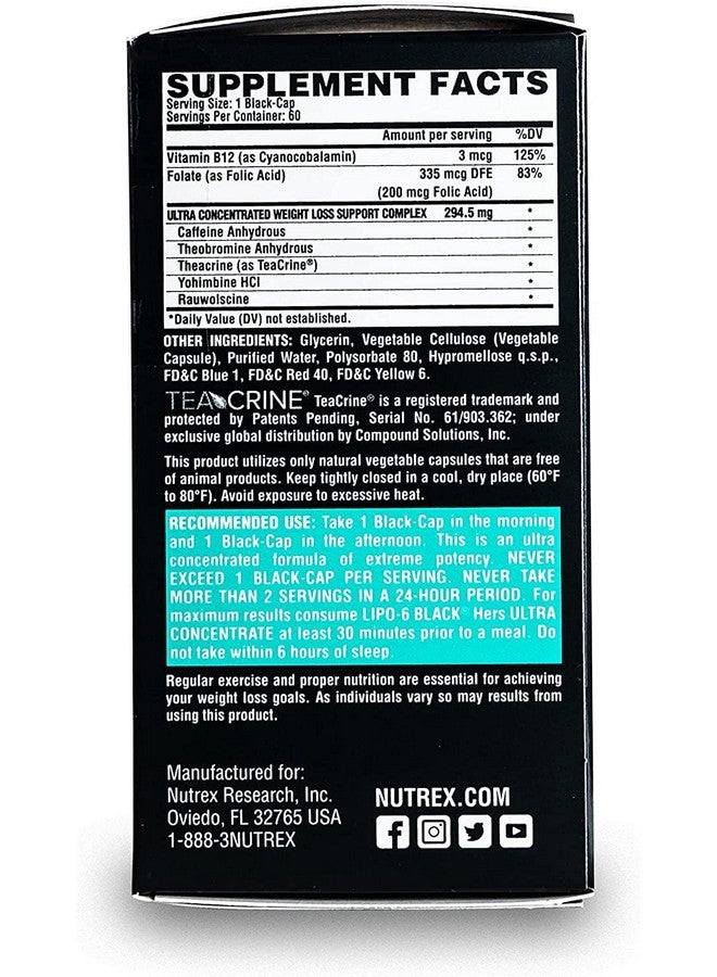 Nutrex Research Nutrex Research Lipo-6 Black Hers Ultra Concentrate Pills For Women Metabolism Booster 60 Diet Pills - 1 Count  - Image 3