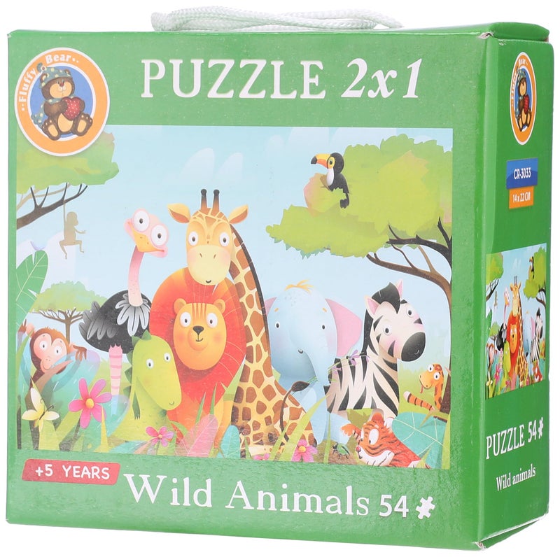 Fluffy Bear Wild Animals 2-in-1 Puzzle 102-Pieces Set