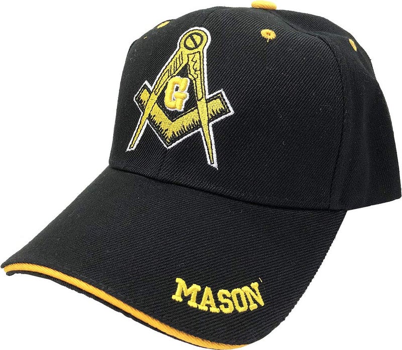 AborenCo Freemason Mason Symbol Adjustable 3D Embroidery Baseball Cap Hat (Black) - Image 1