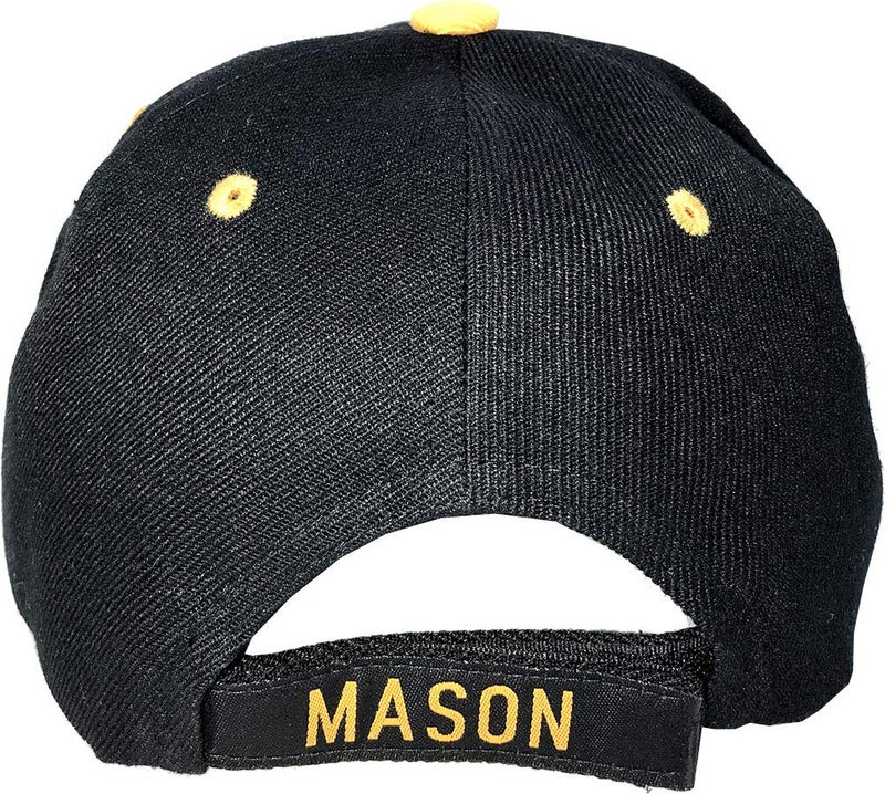 AborenCo Freemason Mason Symbol Adjustable 3D Embroidery Baseball Cap Hat (Black) - Image 3
