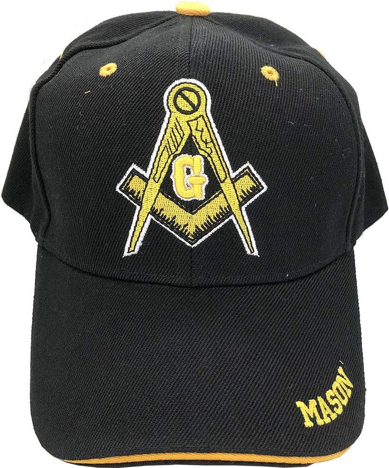 AborenCo Freemason Mason Symbol Adjustable 3D Embroidery Baseball Cap Hat (Black) - Image 2