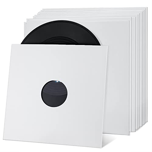 Facmogu 10PCS 12in Vinyl Record Jackets, Thickened 350gsm Cardboard LP Covers, Acid Free Archival Album Sleeves for 33 RPM Collection Storage - White - Image 1