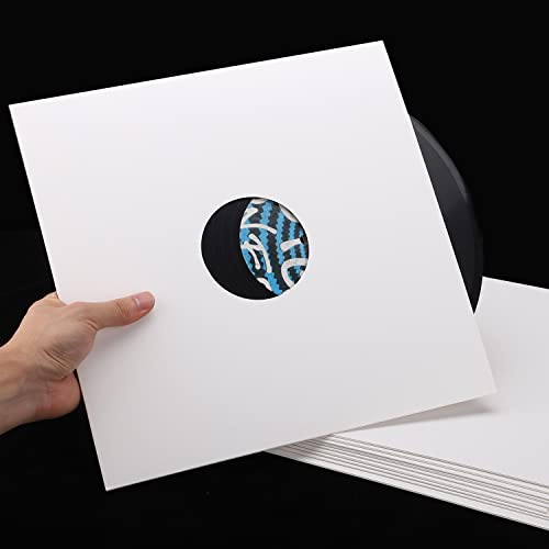 Facmogu 10PCS 12in Vinyl Record Jackets, Thickened 350gsm Cardboard LP Covers, Acid Free Archival Album Sleeves for 33 RPM Collection Storage - White - Image 2