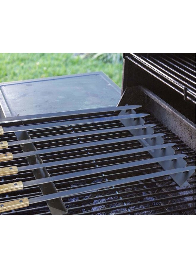 GOUTIME Stainless Steel Shish Kabob Skewer Rack with Storage Bag, Universal Barbecue BBQ Skewers Holder for Grill - Image 3