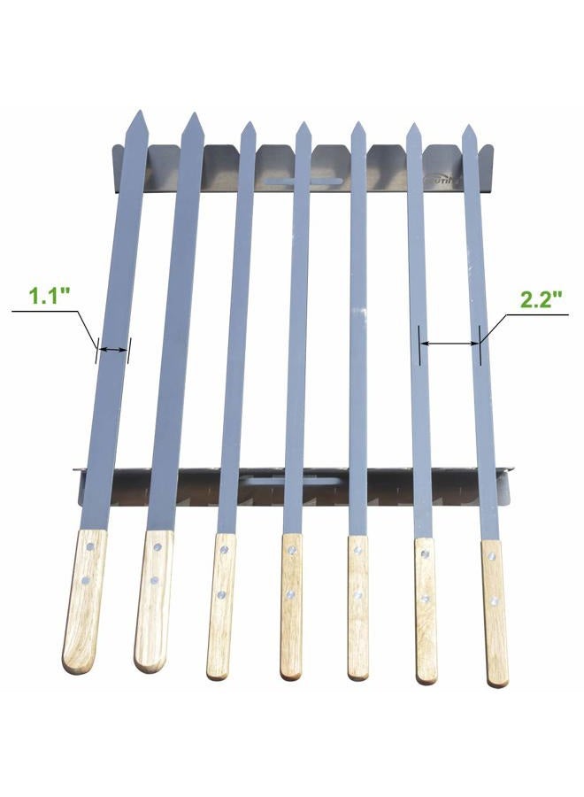 GOUTIME Stainless Steel Shish Kabob Skewer Rack with Storage Bag, Universal Barbecue BBQ Skewers Holder for Grill - Image 5