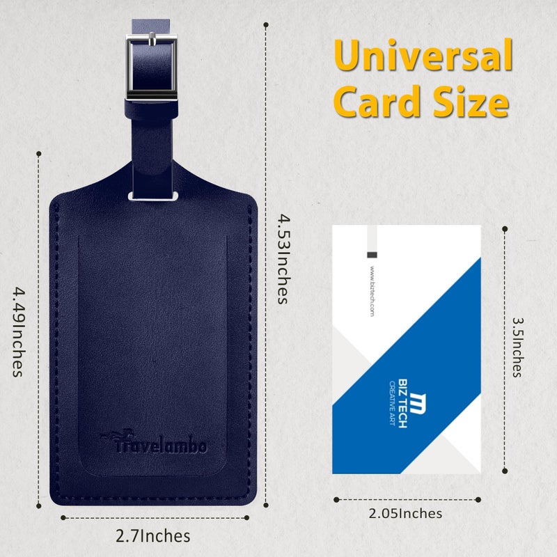 Travelambo Luggage Tags for Suitcases Faux Leather Privacy Protection 2 Pack Bag Tags Travel Accessories Essential, Deep Blue - Image 2