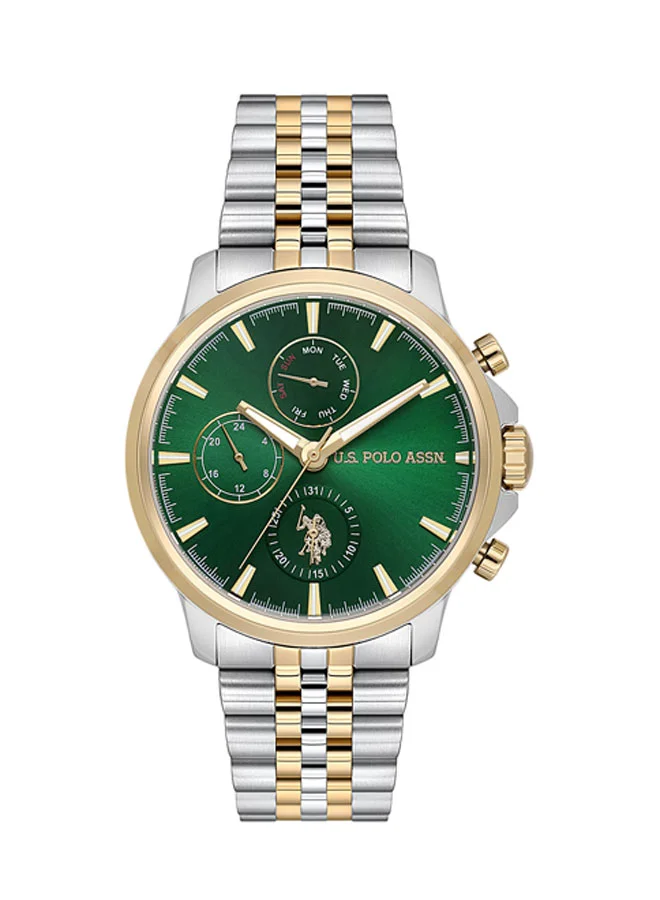 U.S. Polo Assn. New Stainless Steel Bracelet Quartz Multifunction Watch for Men, 43mm