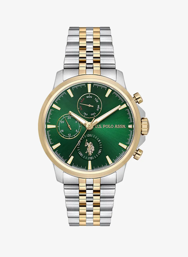 U.S. Polo Assn. New Stainless Steel Bracelet Quartz Multifunction Watch for Men, 43mm
