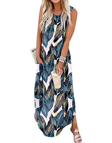 Jeqeocafy Women's Loose Sundress Long Dress Sleeveless Split Maxi Dresses 2026 Summer Beach Dress with Pockets - Image 1