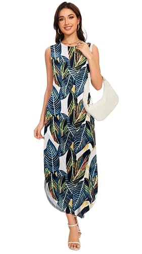 Jeqeocafy Women's Loose Sundress Long Dress Sleeveless Split Maxi Dresses 2026 Summer Beach Dress with Pockets - Image 4
