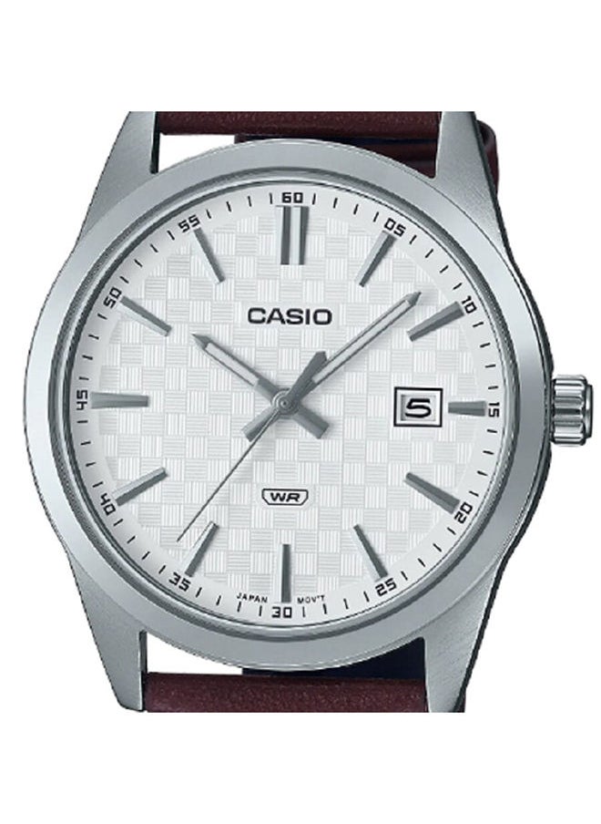 CASIO Men Watch Analog Date Display White Dial Leather Band MTP-VD03L-5AUDF  - Image 3