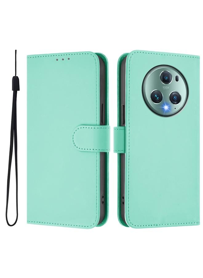 اس-توب جراب لهاتف Honor Magic5 Pro مصنوع من الجلد بلون سادة مع حبل تعليق - Image 2