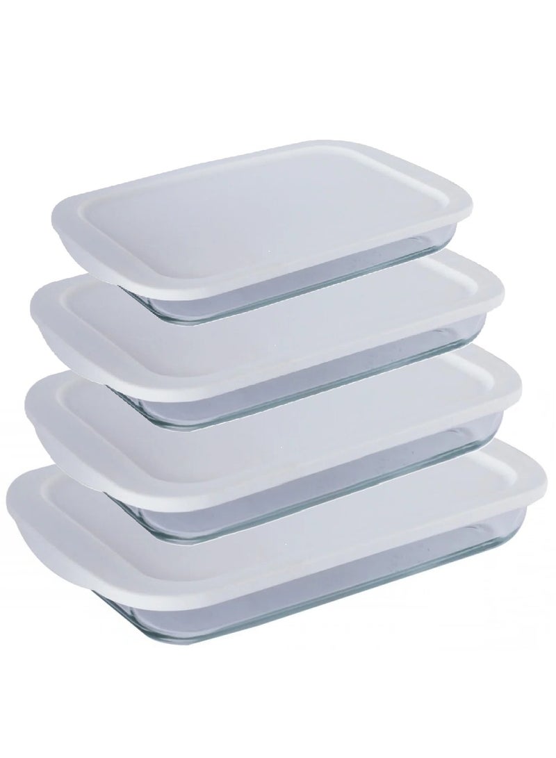 MIJOTEX Set of 4 rectangular glass baking trays with lids - Image 3
