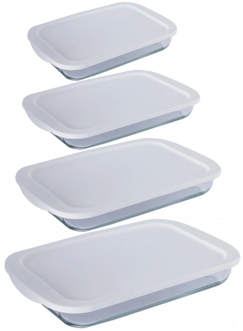 MIJOTEX Set of 4 rectangular glass baking trays with lids - Image 4
