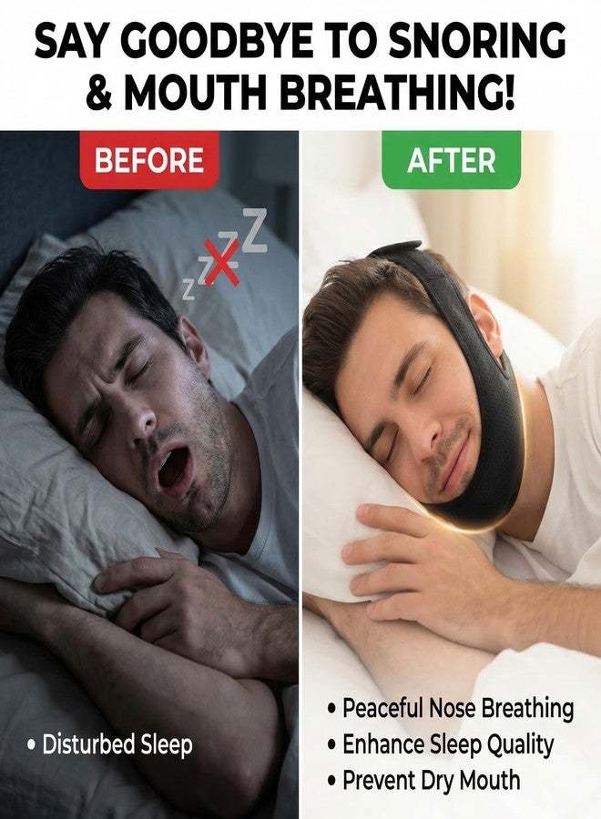Rhostry Anti Snoring Chin Strap for Sleeping Adjustable, Breathable Sleep Chin Strap for Snoring, Snoring Chin Strap Jaw Support, Chin Strap for Mouth Breathing, Black - Image 2