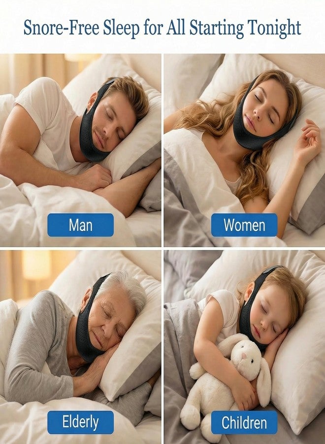 Rhostry Anti Snoring Chin Strap for Sleeping Adjustable, Breathable Sleep Chin Strap for Snoring, Snoring Chin Strap Jaw Support, Chin Strap for Mouth Breathing, Black - Image 4
