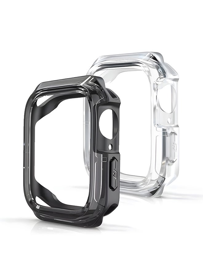 O Ozone - (Pack of 2) Case Compatible with Apple Watch 10 Series 42mm, Anti-Scratch Shockproof TPU Protective Case Full Coverage Bumper Shell Case Cover - Transparent Black and Clear - Image 1