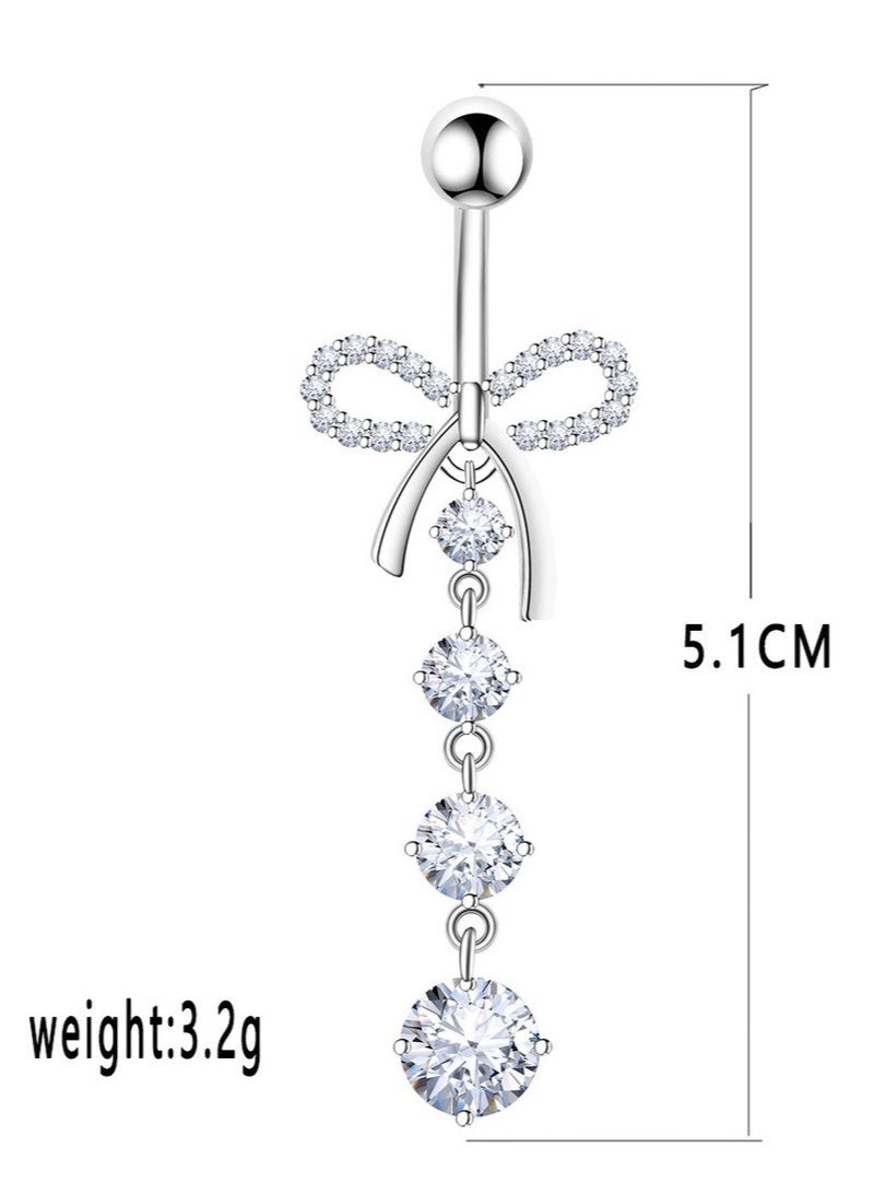 جيفت طقم خواتم بطن على شكل فراشة، مكون من 5 قطع، مصنوع من الفولاذ المقاوم للصدأ، وفضي اللون، ومناسب للعطلات والمواعدة والحفلات والأعراس. - Image 3