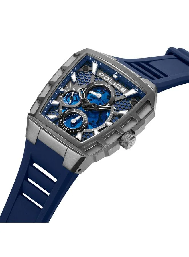 بوليس ساعة رجالية متعددة الوظائف بسوار سيليكون أزرق وميناء أزرق من توف جير -  مم