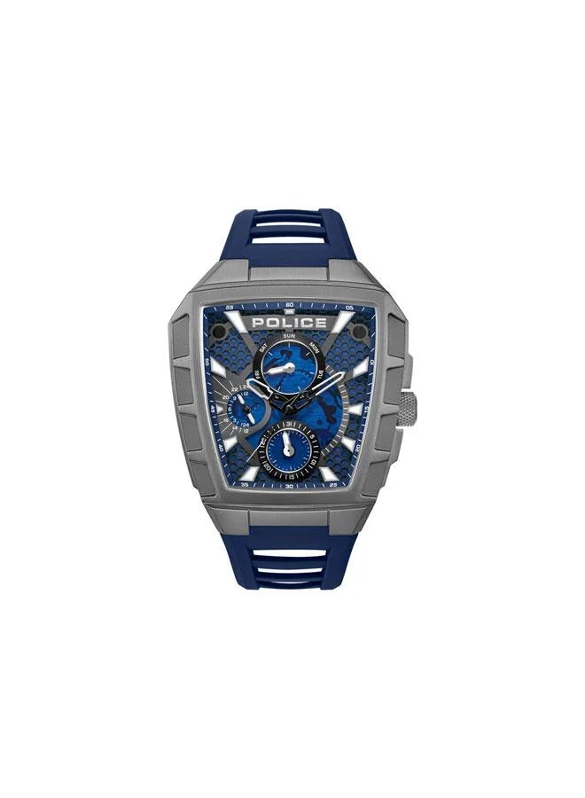 بوليس ساعة رجالية متعددة الوظائف بسوار سيليكون أزرق وميناء أزرق من توف جير -  مم