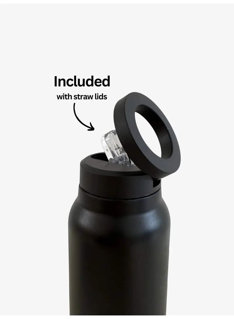 Sports Origin MagSafe Insulated 32oz/950 ml Pro Water Bottle with Phone Holder, 360° Rotate, Hot 6H Cold 12H – Black