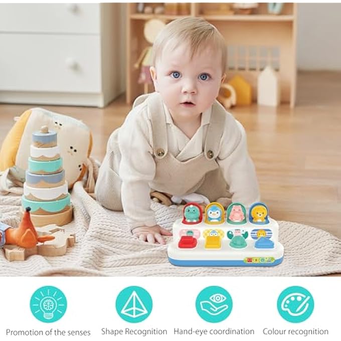 POP UP BABY TOY FROM 12 MONTHS, MONTESSORI TOY FROM 1 YEAR MOTOR SKILLS TOY FROM 6 MONTHS EARLY DEVELOPMENT CAUSE & EFFECT LEARNING TOY BABY EASTER GIFT BOYS GIRLS - Image 5