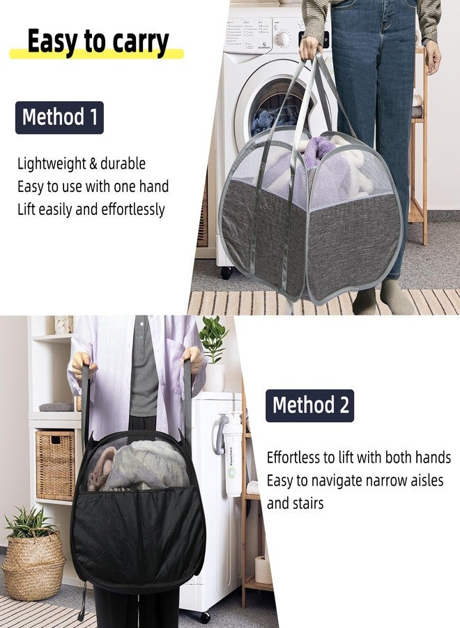HEDONLEE Collapsible Laundry Basket, 90L Foldable Pop-up Laundry Hamper with Reinforced Handles, Tear Proof Mesh Dirty Clothes Hamper for Laundry (Blue) - Image 5