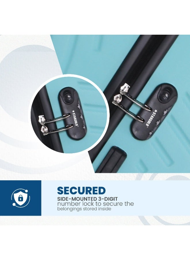 ستارجولد مجموعة أمتعة خفيفة الوزن من 3 قطع مصنوعة من مادة ABS الصلبة مع عجلات دوارة 360 درجة وقفل رقمي ومقبض من سبائك الألومنيوم - Image 5