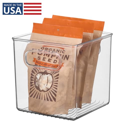 InterDesign iDesign Recycled Plastic Pantry and Kitchen Storage, Freezer and Fridge Organizer Bin with Easy Grip Handles – 6” x 6” x 6”, Clear - Image 2