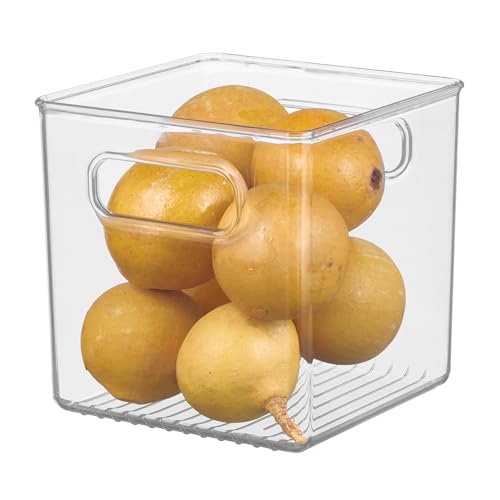 InterDesign iDesign Recycled Plastic Pantry and Kitchen Storage, Freezer and Fridge Organizer Bin with Easy Grip Handles – 6” x 6” x 6”, Clear - Image 1
