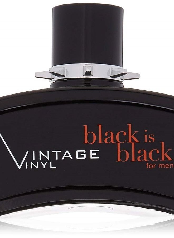 NU Parfums Nu Parfums Black Is Black Vintage Vinyl Eau de Toilette Spray for Men, 3.4 Ounce 