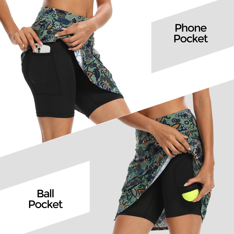 M MOTEEPI Skorts for Woman Golf Skirt Casual Knee Length Skirts with Pockets Workout Athletic Gypsophila L - Image 4