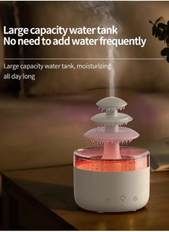 Serenova Rain Cloud Humidifier Night Light Zen Raining Cloud Night Light Aromatherapy Essential Oil Diffuser Cloud Diffuser Rain 7 Changing Colors Bedside Fountain Desk Fountain 7 Color Gradient 500ml White  - Image 2