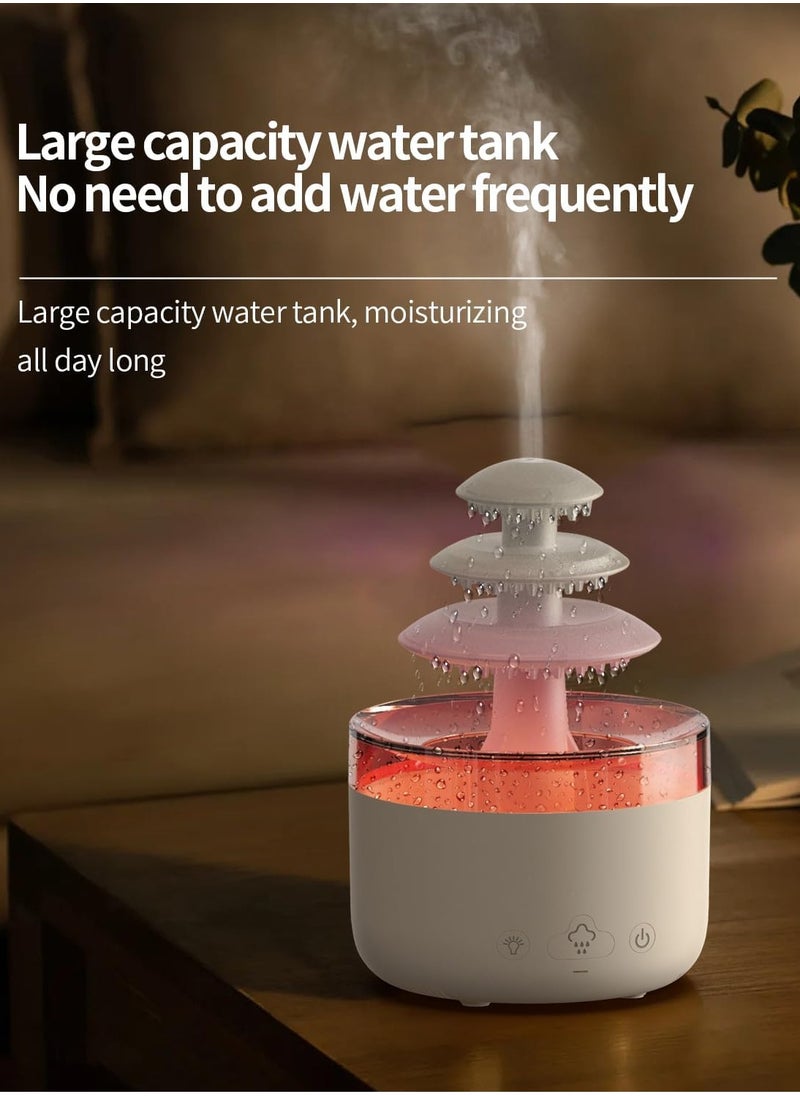 Serenova - Rain Cloud Humidifier Night Light Zen Raining Cloud Night Light Aromatherapy Essential Oil Diffuser Cloud Diffuser Rain 7 Changing Colors Bedside Fountain Desk Fountain 7 Color Gradient 500ml White - Image 1
