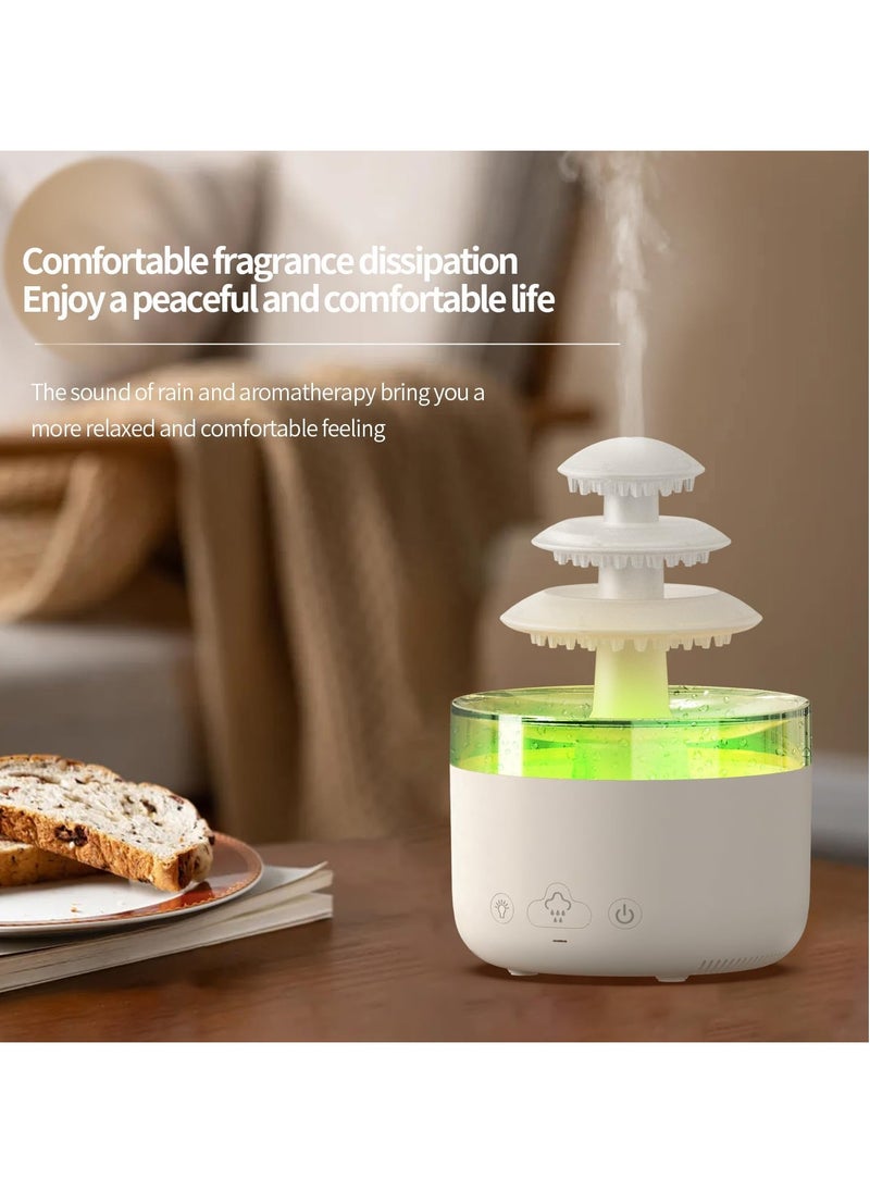 Serenova - Rain Cloud Humidifier Night Light Zen Raining Cloud Night Light Aromatherapy Essential Oil Diffuser Cloud Diffuser Rain 7 Changing Colors Bedside Fountain Desk Fountain 7 Color Gradient 500ml White - Image 1