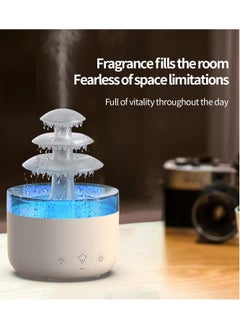 Serenova Rain Cloud Humidifier Night Light Zen Raining Cloud Night Light Aromatherapy Essential Oil Diffuser Cloud Diffuser Rain 7 Changing Colors Bedside Fountain Desk Fountain 7 Color Gradient 500ml White  - Image 4