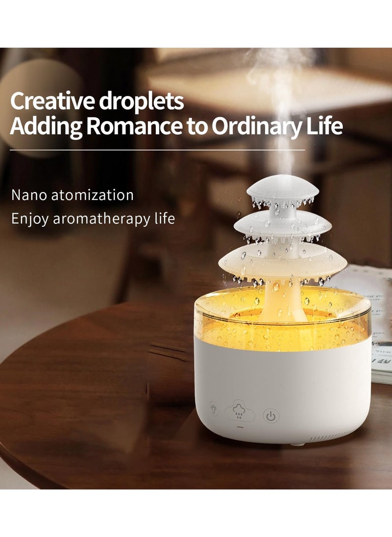 Serenova - Rain Cloud Humidifier Night Light Zen Raining Cloud Night Light Aromatherapy Essential Oil Diffuser Cloud Diffuser Rain 7 Changing Colors Bedside Fountain Desk Fountain 7 Color Gradient 500ml White - Image 1