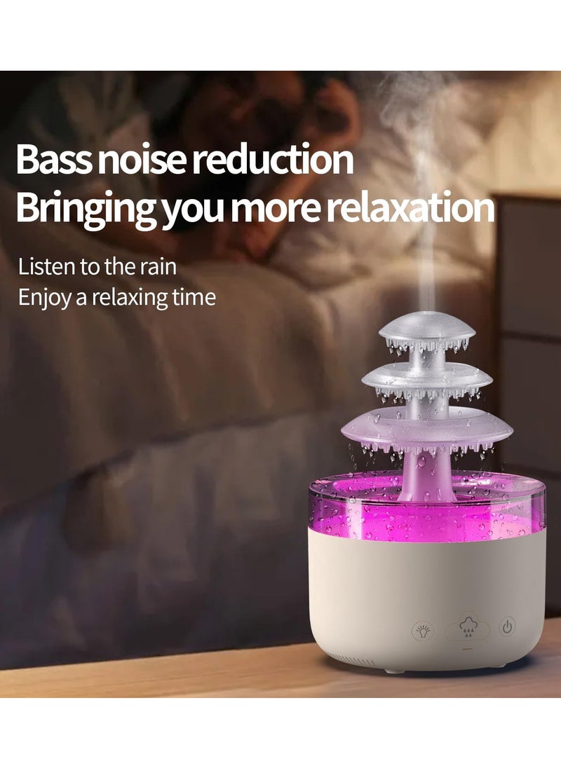 Serenova - Rain Cloud Humidifier Night Light Zen Raining Cloud Night Light Aromatherapy Essential Oil Diffuser Cloud Diffuser Rain 7 Changing Colors Bedside Fountain Desk Fountain 7 Color Gradient 500ml White - Image 1