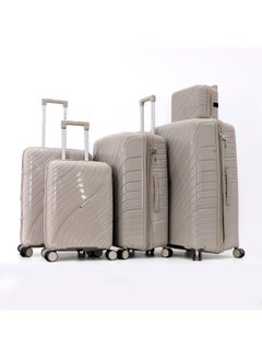 GIORDANO Durable PP Hard Shell Luggage Trolley Bag 5 Pieces Set,Beige (BC-14,S-20,M-24,L-28,XL-32 Inch)  - Image 1